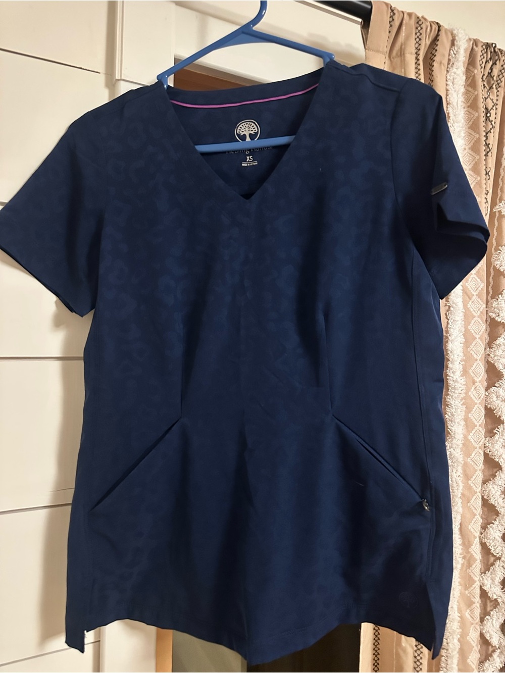 Healing hands leopard cheetah scrub top
